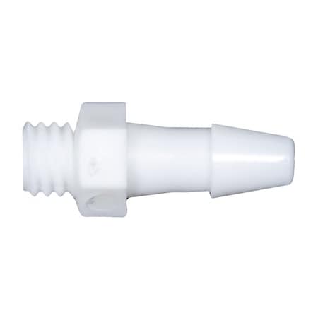 Cole Parmer Threaded to Hose Barb Fitting, Straight Adapter, White Nylon, Cleanroom, 10-32 UNFx1/8in ID; 10PK A1032-2-200MN-QC